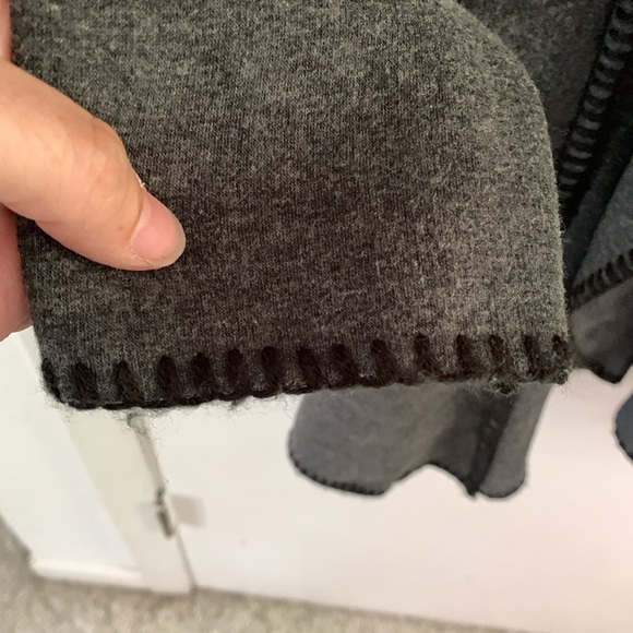 Soft Surroundings charcoal grey open front jacket with blanket stitching - Picture 5 of 10